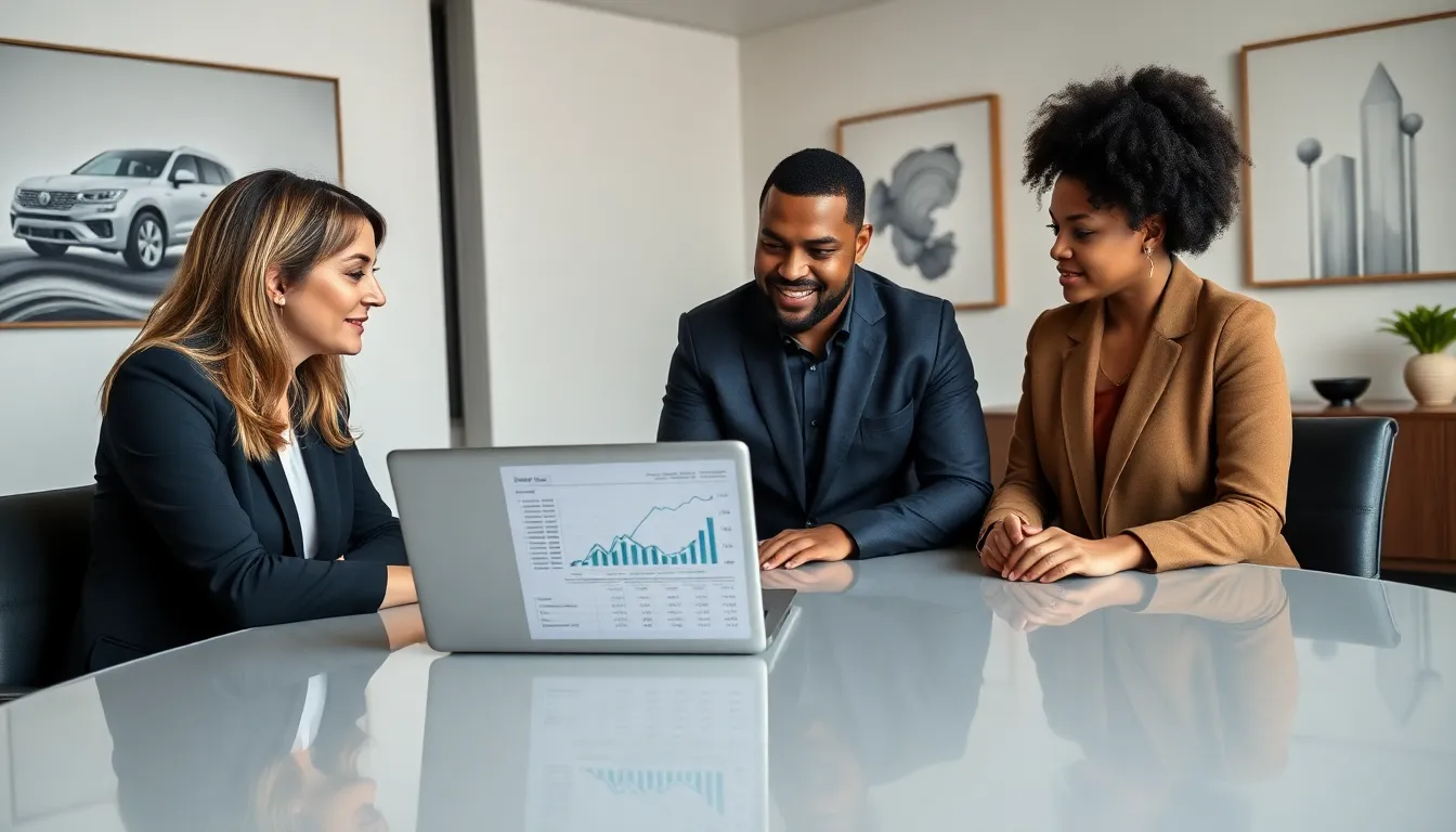 diverse professionals discussing real estate investing in a modern office.